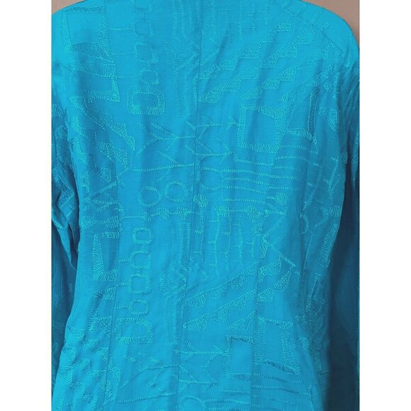 Chicos Lightweight Decorative Stitch Long Sleeve Ruffled Blazer Silk/Linen Sm - Picture 4 of 7